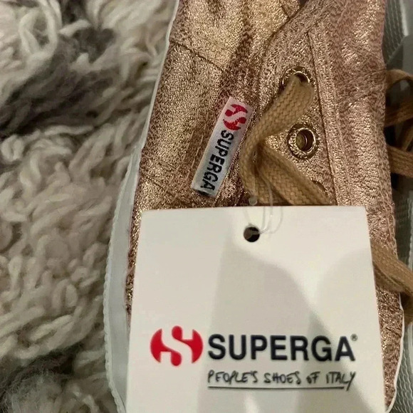SUPERGA Rose Gold Glitter Sneaker size 36 6 NEW metallic shoe - Picture 5 of 7
